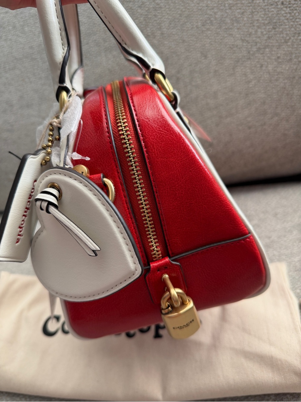 Coachtopia Bowling Bag Red/White | NWT | Crossbody Satchel | Dust Bag Included - Picture 7 of 9
